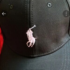 Men's/Women's Polo Cap. Black with white Logo